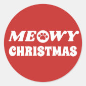 Meowy Kerstmis Ronde Sticker (Voorkant)