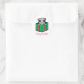 Meowy Kerstmis Ronde Sticker (Tas)