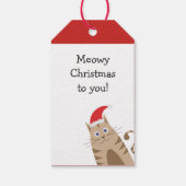 Meowy Kerstmis santa kat gepersonaliseerde naam Cadeaulabel (Achterkant)