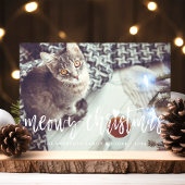 Meowy Kerstmis, script, foto met moderne wieltjes Feestdagenkaart