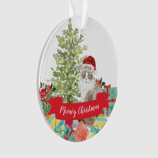 Meowy Kerstmis Siberian Cat Ornament (voorkant)