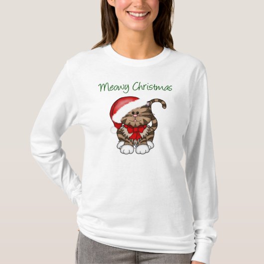 Meowy Kerstmis T-shirt (Voorkant)