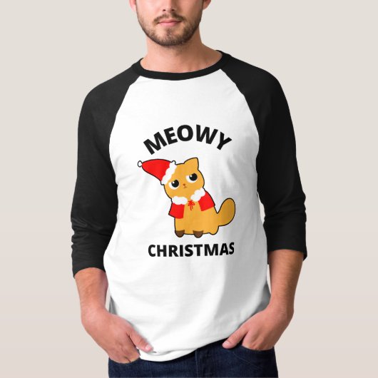 Meowy Kerstmis T-shirt (Voorkant)