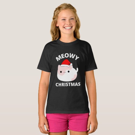 Meowy Kerstmis T-Shirt (Voorkant volledig)