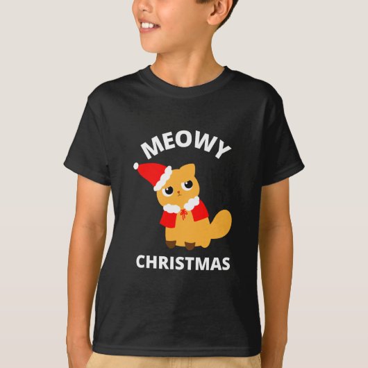 Meowy Kerstmis T-shirt (Voorkant)