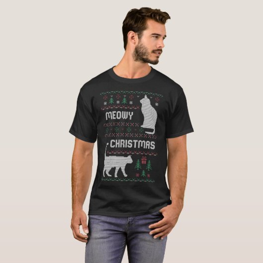 Meowy Kerstmis T-shirt (Voorkant volledig)