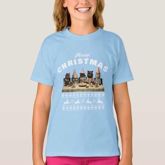 Meowy Kerstmis T-Shirt (Voorkant)