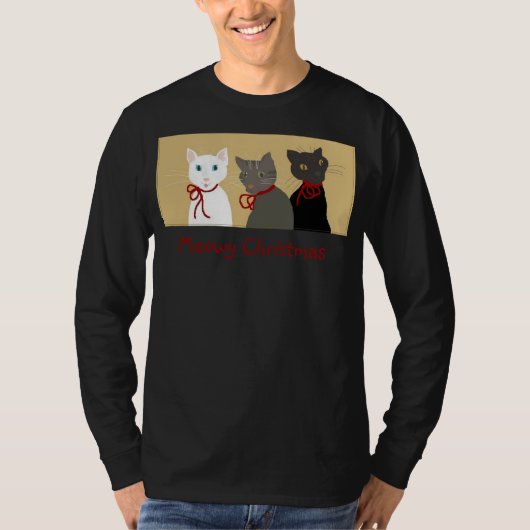 Meowy Kerstmis T-shirt (Voorkant)