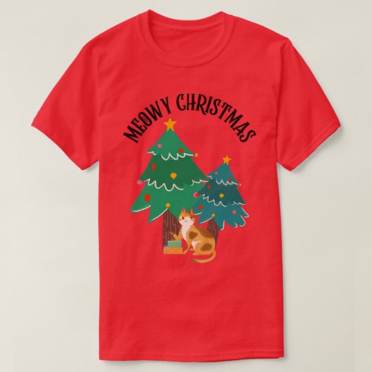 Meowy Kerstmis T-shirt (Design voorkant)