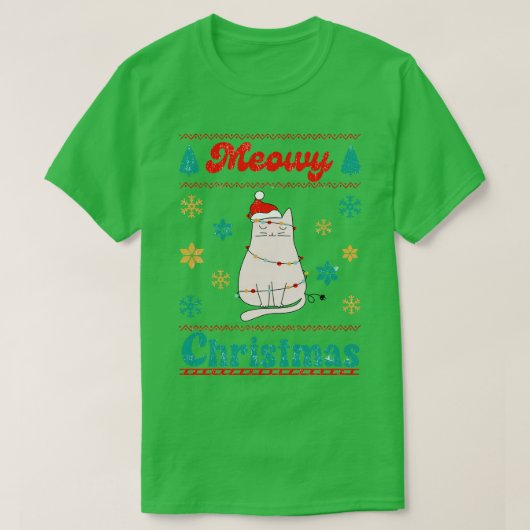 Meowy Kerstmis T-shirt (Design voorkant)