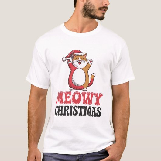 Meowy Kerstmis T-shirt (Voorkant)
