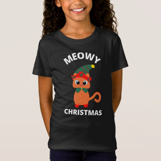 Meowy Kerstmis T-shirt (Voorkant)