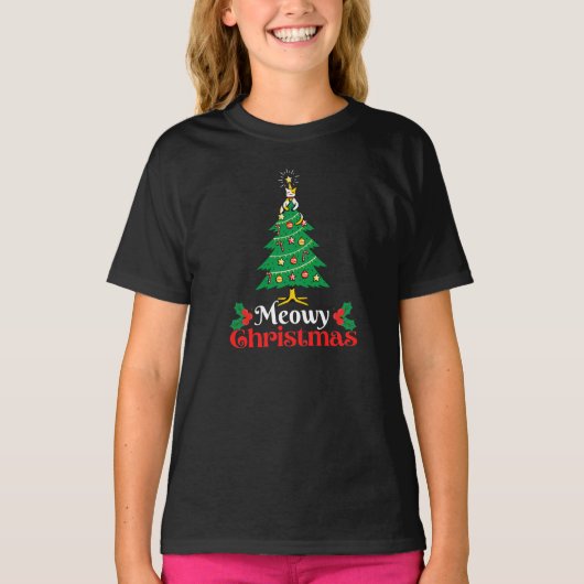 Meowy Kerstmis T-Shirt (Voorkant)