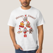 Meowy Kerstmis T-Shirt: Cat Carolers Band T-shirt (Voorkant)
