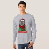 Meowy Kerstmis T-Shirt, Maybelle the Grey Tabby T-shirt (Voorkant volledig)