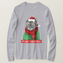 Meowy Kerstmis T-Shirt, Maybelle the Grey Tabby