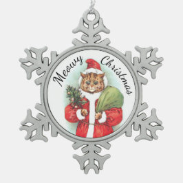 Meowy Kerstmis Tin Sneeuwvlok Ornament