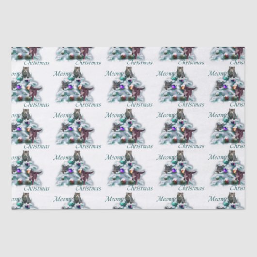 Meowy Kerstmis Tissuepapier (Voorkant)