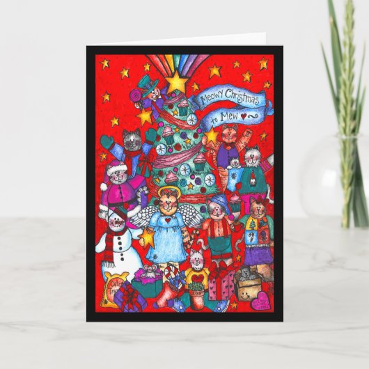 Meowy Kerstmis tot Mew Kaart (Voorkant)