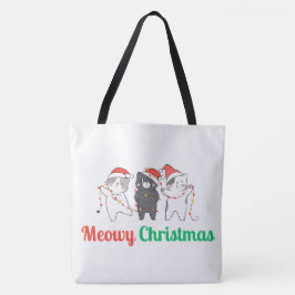 Meowy Kerstmis Tote Bag