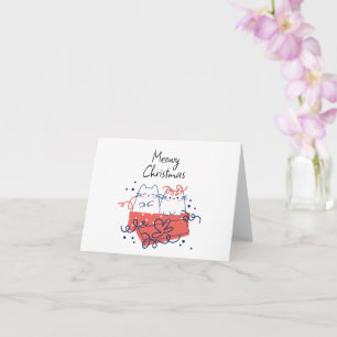 Meowy Kerstmis Twee Katten in een Doos Blank Groet Kaart