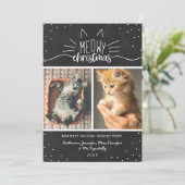 Meowy Kerstmis - twee kattenfotocollage Feestdagenkaart (Staand voorkant)