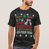 Meowy Kerstmis, Ugly kerstSweater Funny Cat T-shirt (Voorkant)
