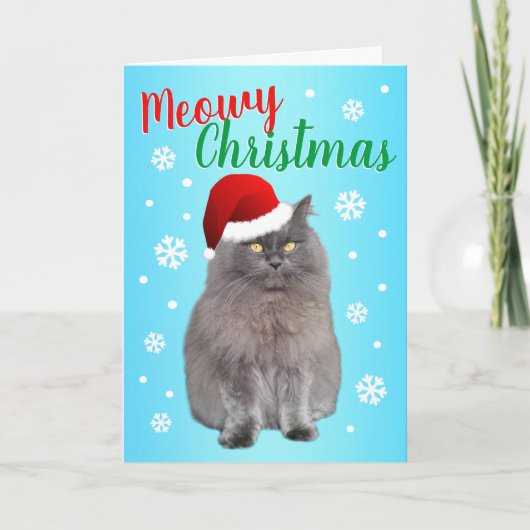 Meowy Kerstmis van de Kat Feestdagen Kaart (Voorkant)