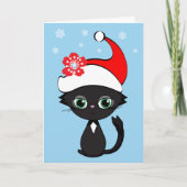 Meowy Kerstmis van de kat Feestdagen Kaart (Voorkant)