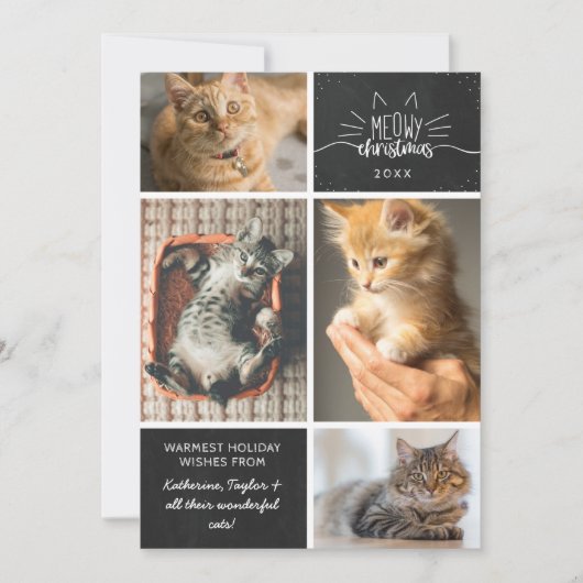 Meowy Kerstmis - Vier kat fotocollage Aankondiging (Voorkant)
