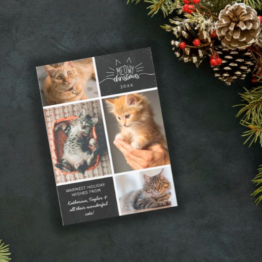 Meowy Kerstmis - Vier kat fotocollage Aankondiging