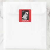 Meowy Kerstmis Vierkante Sticker (Tas)