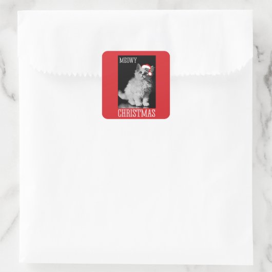 Meowy Kerstmis Vierkante Sticker (Tas)
