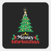 Meowy Kerstmis Vierkante Sticker (Voorkant)