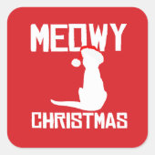 Meowy Kerstmis Vierkante Sticker (Voorkant)
