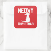 Meowy Kerstmis Vierkante Sticker (Tas)