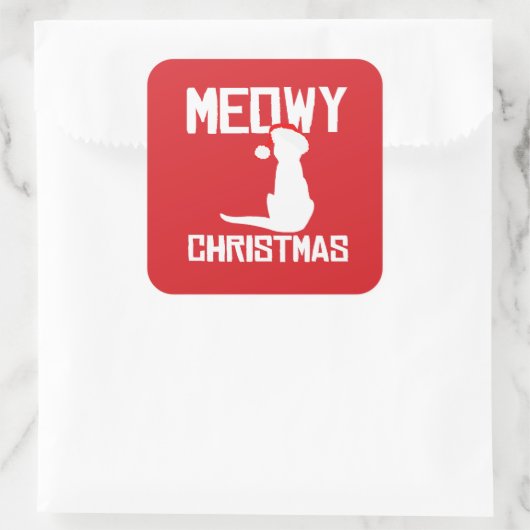 Meowy Kerstmis Vierkante Sticker (Tas)