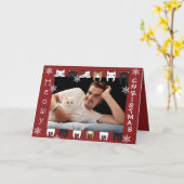 Meowy Kerstmis Voeg je fotofeestdag toe Kaart (Gele Bloem)
