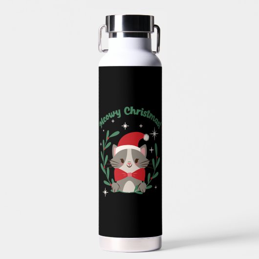 Meowy Kerstmis Waterfles (Voorkant)