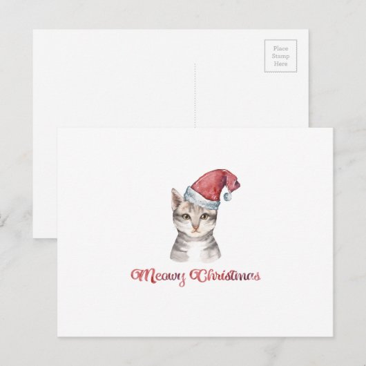 Meowy kerstontwerp voor kattenliefhebbers feestdagenkaart (Voorkant / Achterkant)