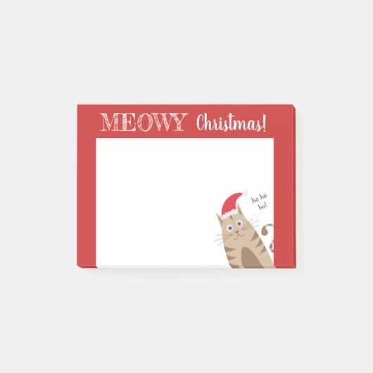 Meowy kerstsanta cat cartoon kat post-it® notes (Voorkant)