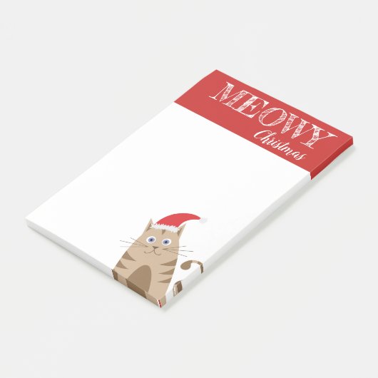 Meowy kerstsanta cat cartoon winter feestdagen post-it® notes (Schuin)