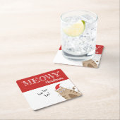 Meowy kerstsanta cat grappig kat kartonnen onderzetters (Insitu)