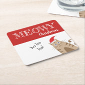 Meowy kerstsanta cat grappig kat kartonnen onderzetters (Schuin)