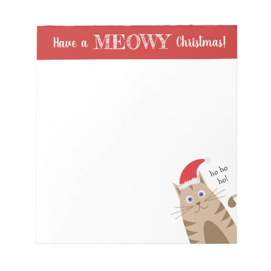 Meowy kerstsanta cat grappige kat notitieblok (Voorkant)
