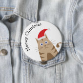 Meowy kerstsanta hat cat schattige cartoon ronde button 4,0 cm (In situ)