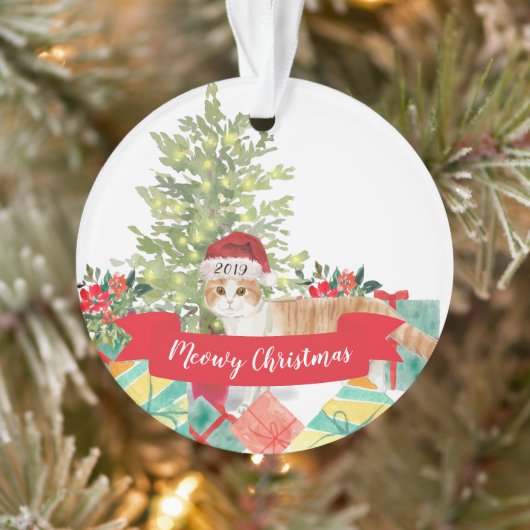 Meowy KerstSchotse kat Ornament (Boom)