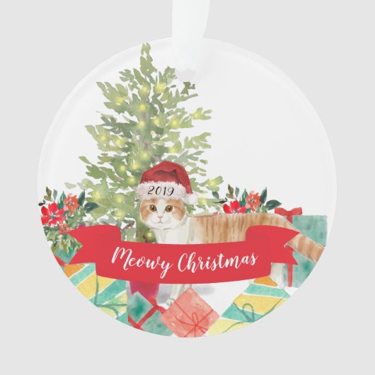 Meowy KerstSchotse kat Ornament (voorkant)