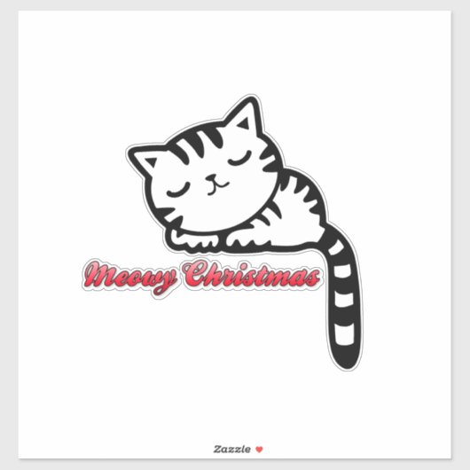 Meowy kerstslaapje Kat Sticker (Vel)