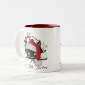 Meowy Kerstvakantie Cat Santa Hat mok (Voorkant links)